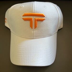 TGolf Gear White Performance Golf Hat with Orange Embroidered Logo